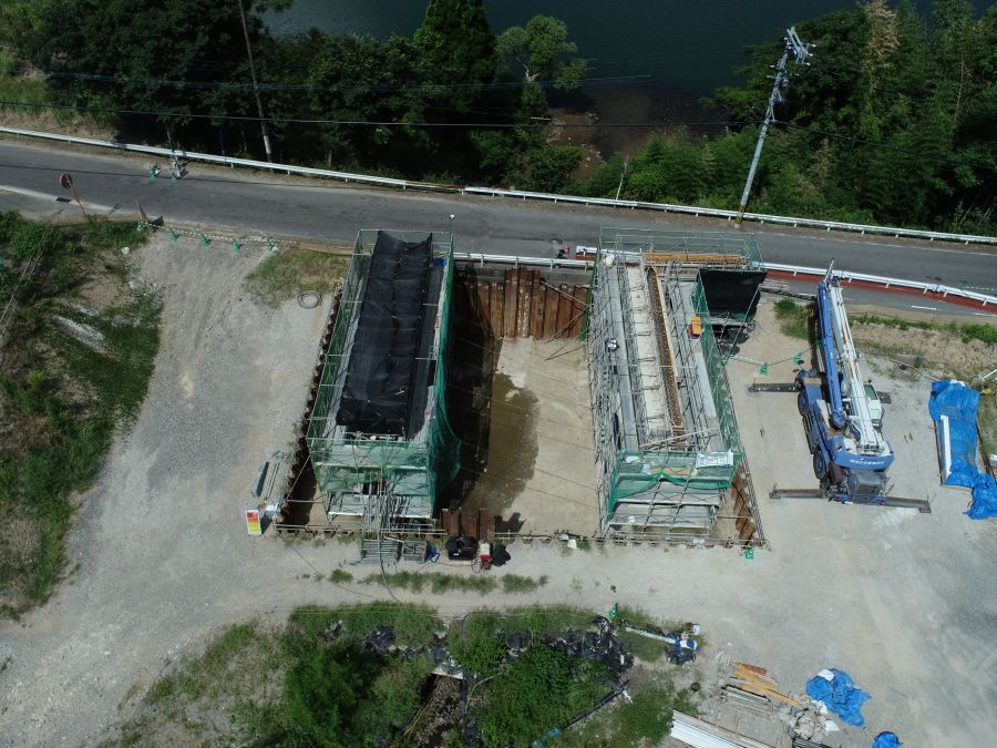 天辰第二地区土地区画整理事業　皿山橋橋梁下部工工事（6-8）8月